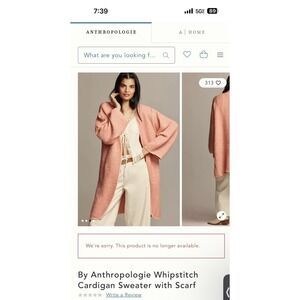 By Anthropologie Whipstitch Cardigan Sweater ONLY Size Pink Spring Cozy Boho